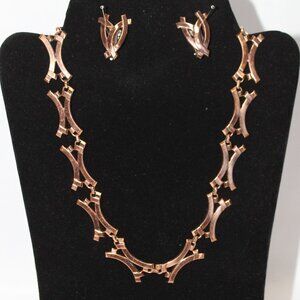 Renoir Copper Demi Parure Necklace and Earrings